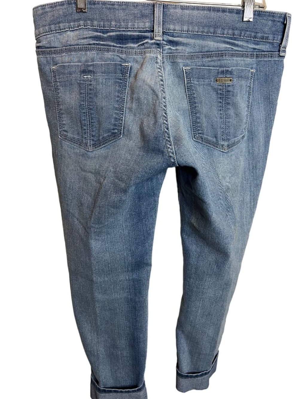 G by guess mid rise jeans size 31 stretch medium wash cuffed Y2K - Picture 4 of 14